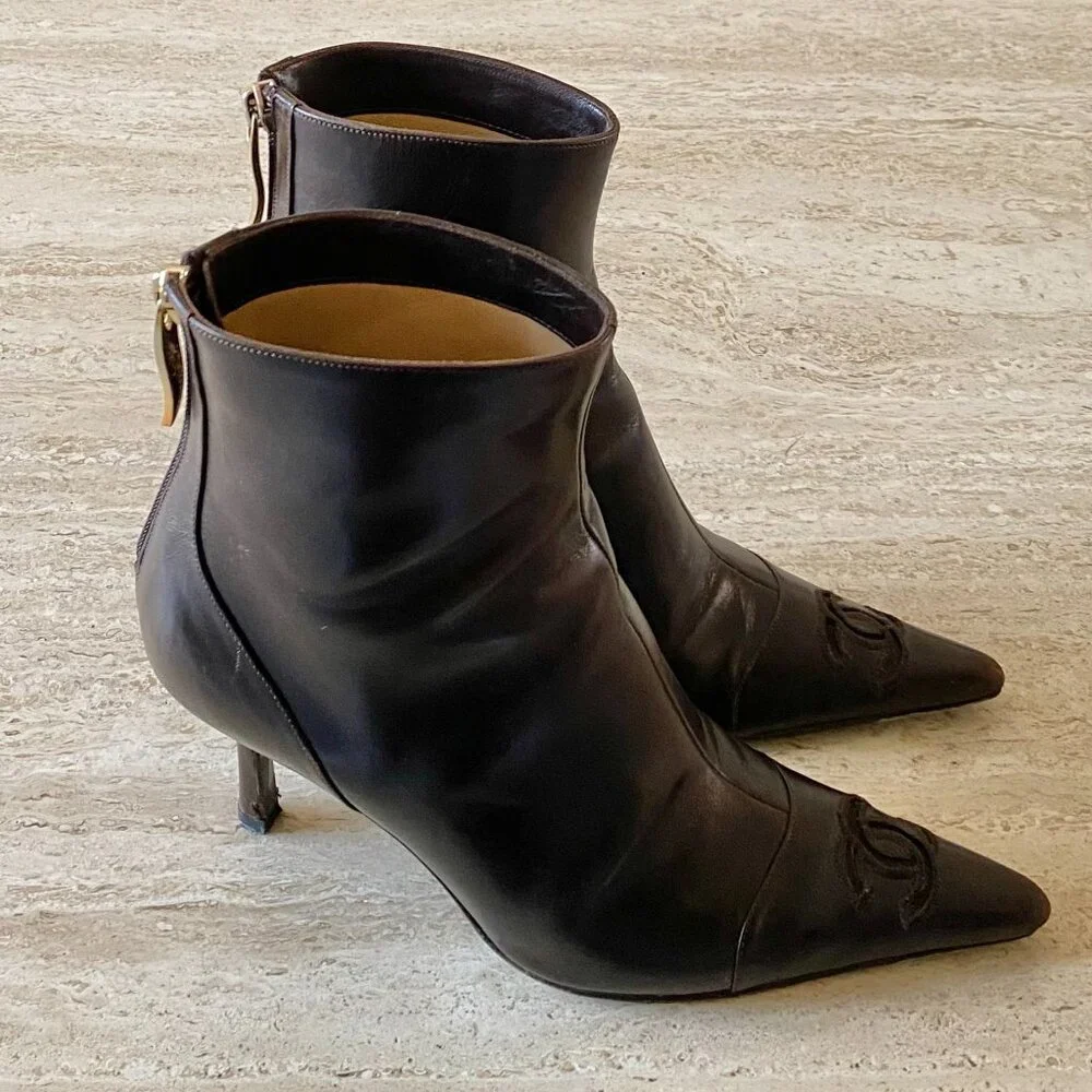 Vintage Chanel Mesh CC Ankle Boots - Picture 4 of 9